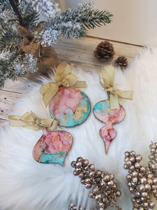 Pink & Aqua Ornament Set
